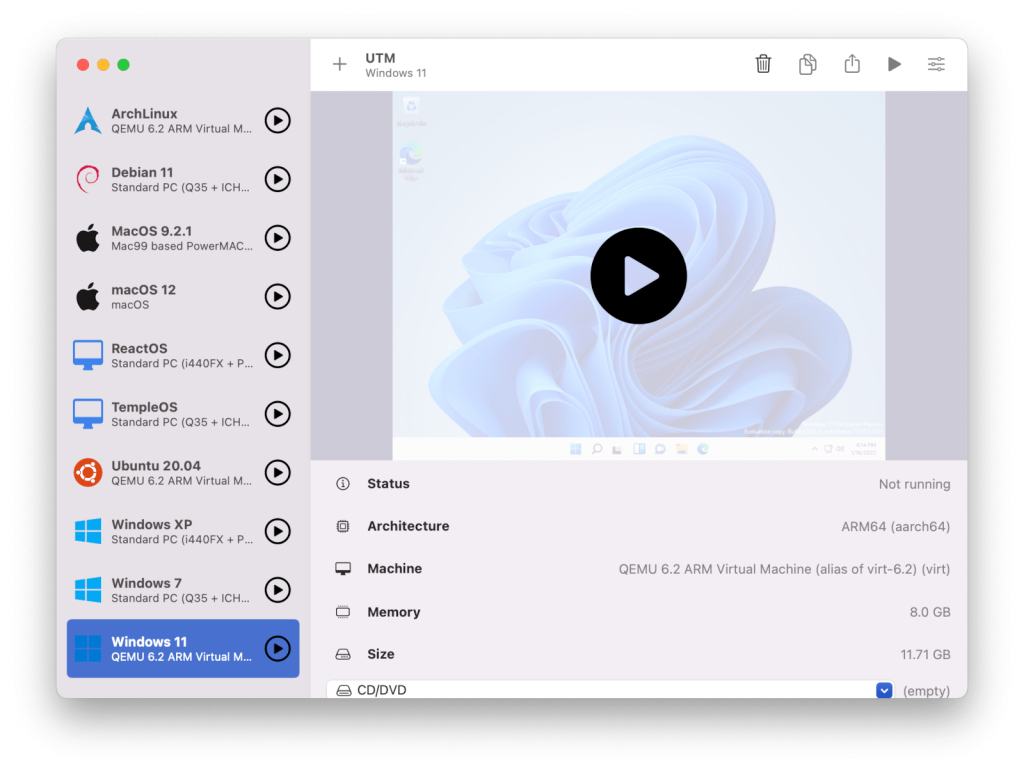 UTM โปรแกรม Virtual Machine ฟรีสำหรับใช้บน MacOS