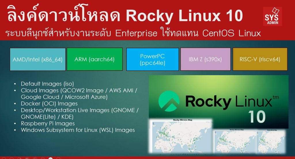 ลิงค์ดาวน์โหลด Rocky Linux 10 ระบบลีนุกซ์สำหรับงานระดับ Enterprise ใช้ทดแทน CentOS Linux