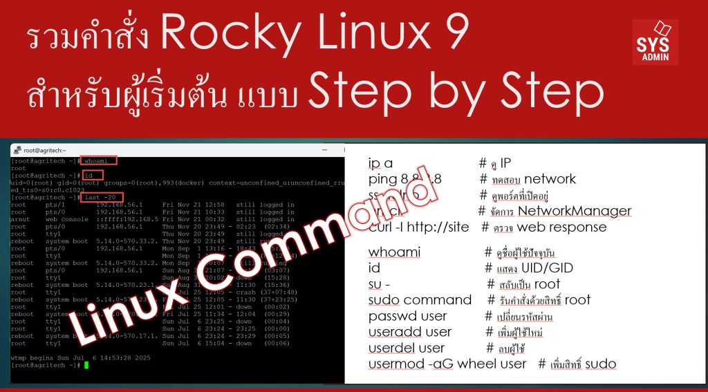 รวมคำสั่ง Rocky Linux 9 สำหรับผู้เริ่มต้น