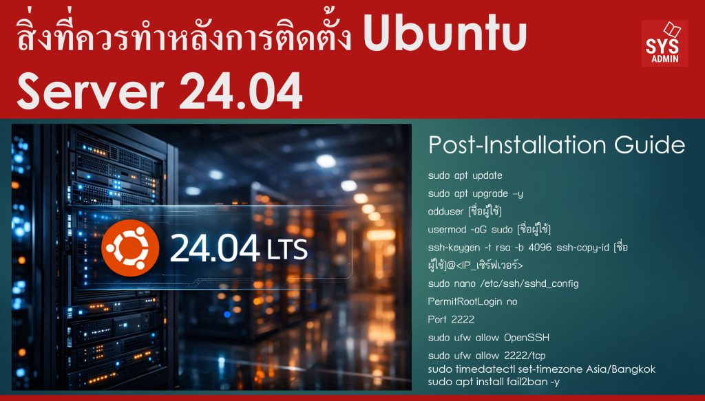 การตั้งค่าหลังการติดตั้ง Ubuntu Server 24.04 (Post-Installation Guide)