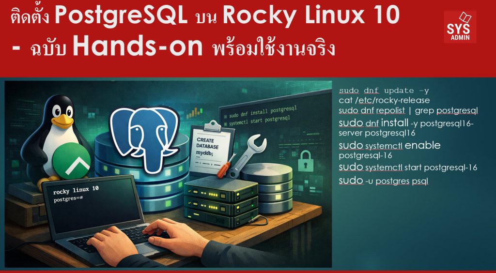 ติดตั้ง PostgreSQL บน Rocky Linux 10