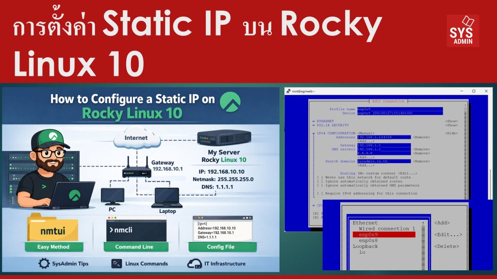 การตั้งค่า Static IP บน Rocky Linux 10
