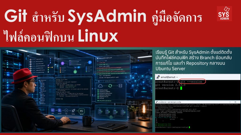 Git สำหรับ SysAdmin คู่มือจัดการไฟล์คอนฟิกบน Linux